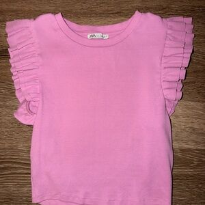 Zara Pink Ruffle Sleeve Knit Tank Top